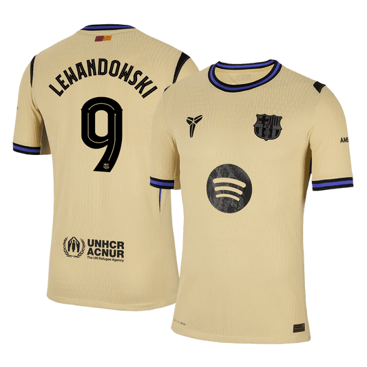 Męska Koszulka Wyjazdowa FC Barcelona LEWANDOWSKI #9 Wersja Piłkarska 2025/26 - UCL - Slim Fit - Topowe Koszulki Pilkarskie Sklep Internetowy