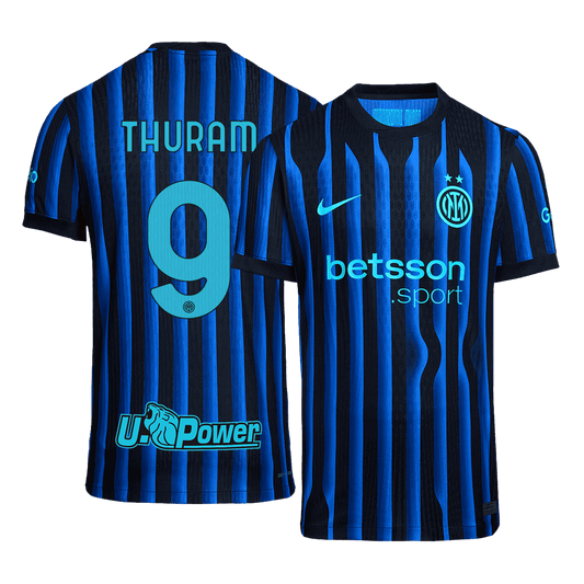 Męska Koszulka Domowa Inter Milan THURAM #9 Wersja Piłkarska 2025/26 - Slim Fit - Topowe Koszulki Pilkarskie Sklep Internetowy