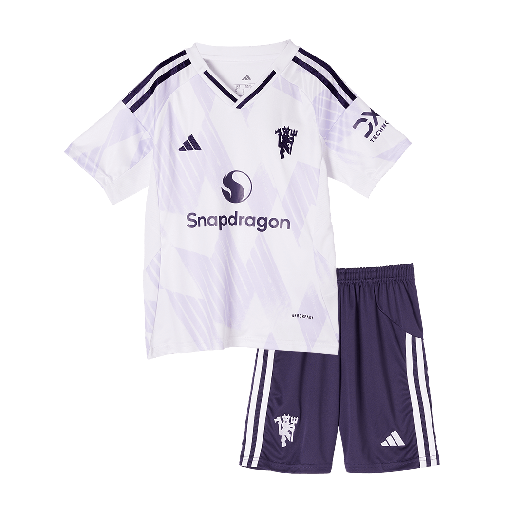 Dziecięcy Zestaw Wyjazdowa Manchester United (Koszulka+Spodenki) 2025/26