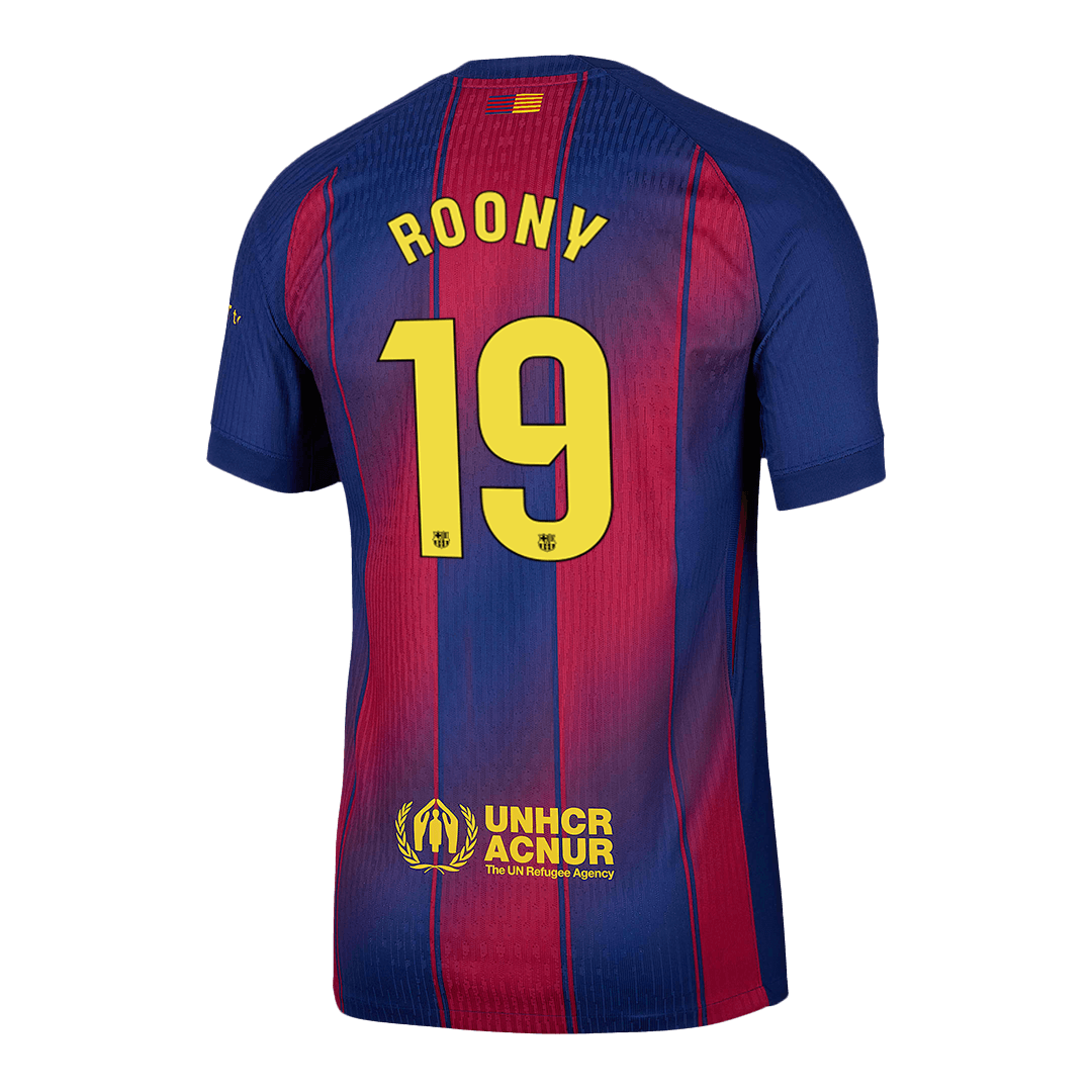 Męska Koszulka Domowa Barcelona ROONY #19 Wersja Piłkarska 2025/26 - Slim Fit