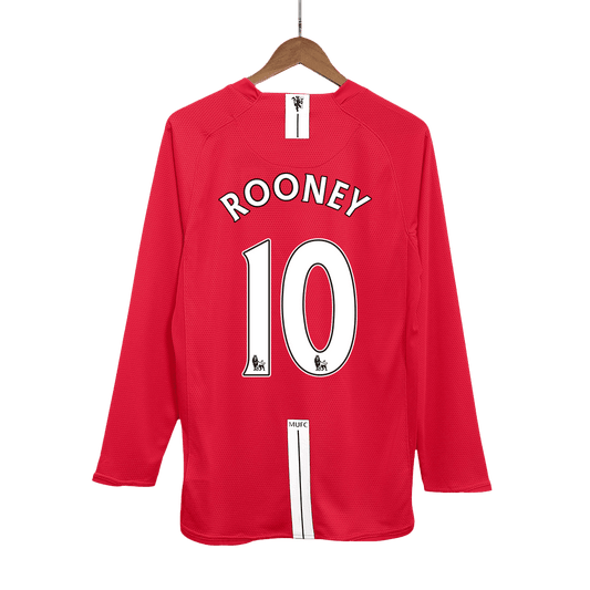 Retro ROONEY #10 2007/08 Męska Koszulka Domowa MU z Długim Rękawem - Topowe Koszulki Pilkarskie Sklep Internetowy