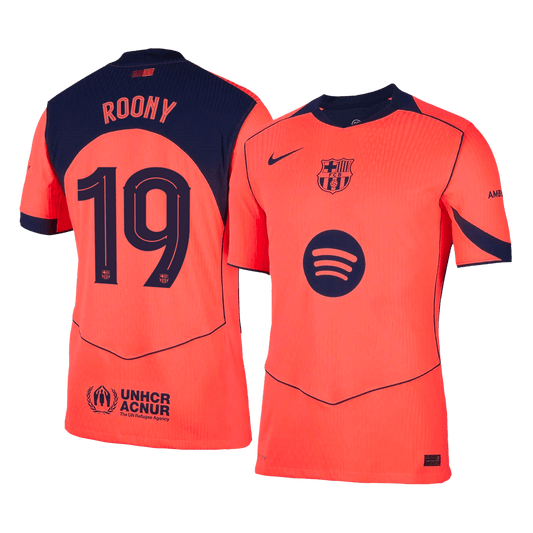 Męska Koszulka Trzecia Wyjazdowa Barcelona ROONY #19 Wersja Piłkarska 2025/26 - UCL - Slim Fit