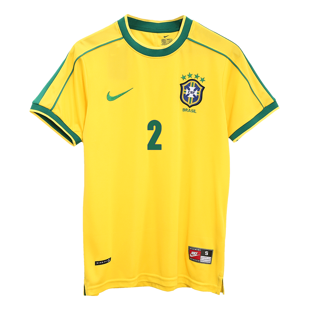 Męska Koszulka Retro Domowa Brazylia CAFU #2 1998 - World Cup - Topowe Koszulki Pilkarskie Sklep Internetowy