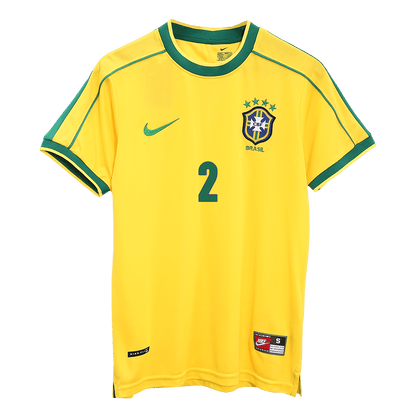 Męska Koszulka Retro Domowa Brazylia CAFU #2 1998 - World Cup - Topowe Koszulki Pilkarskie Sklep Internetowy