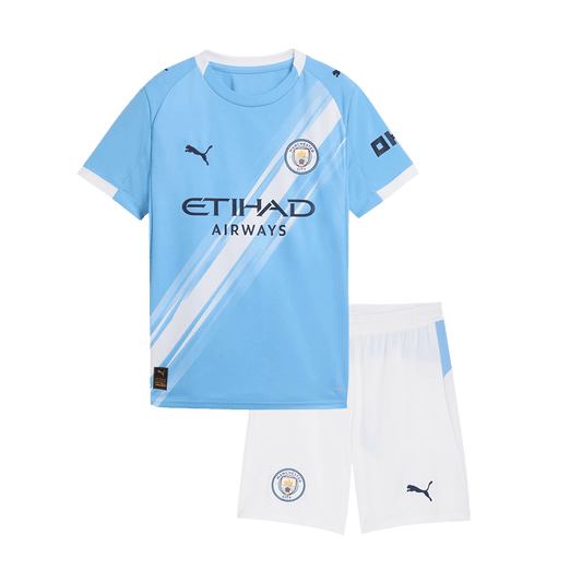 Dziecięcy Zestaw Domowy Manchester City (Koszulka + Spodenki) 2025/26 - Topowe Koszulki Pilkarskie Sklep Internetowy