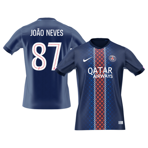 Męska Koszulka Domowa PSG JOÃO NEVES #87 2025/26 [PREMIUM]