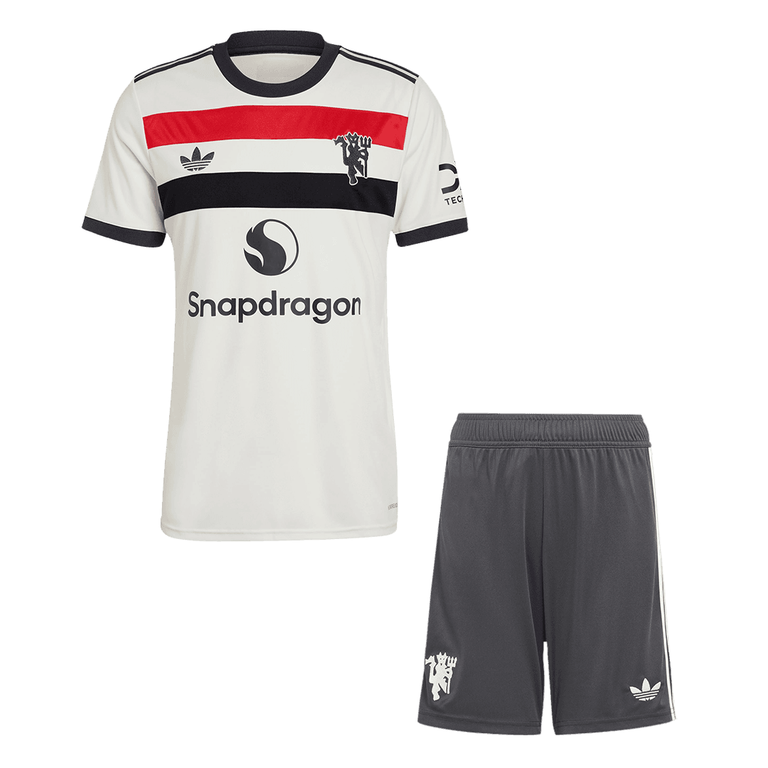 Strój piłkarski Manchester United Trzeci Wyjazdowy (Koszulka + Spodenki) 2024/25 - Topowe Koszulki Pilkarskie Sklep Internetowy