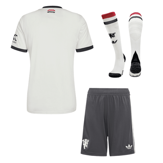 Strój piłkarski Manchester United Trzeci Wyjazdowy (Koszulka + Spodenki + Getry) 2024/25 - Topowe Koszulki Pilkarskie Sklep Internetowy
