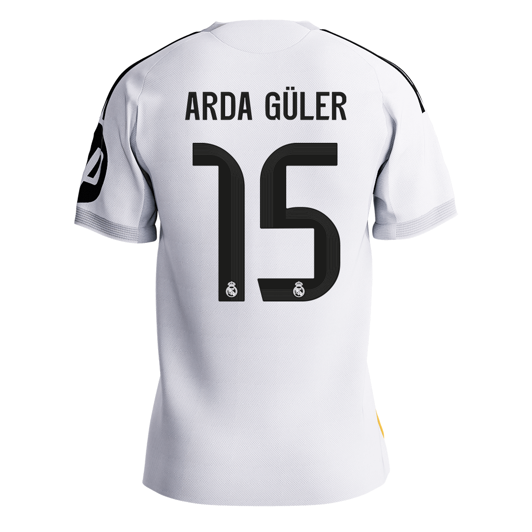 Męska Koszulka Domowa Real Madrid ARDA GÜLER #15 Wersja Piłkarska 2025/26 - Slim Fit [PREMIUM]