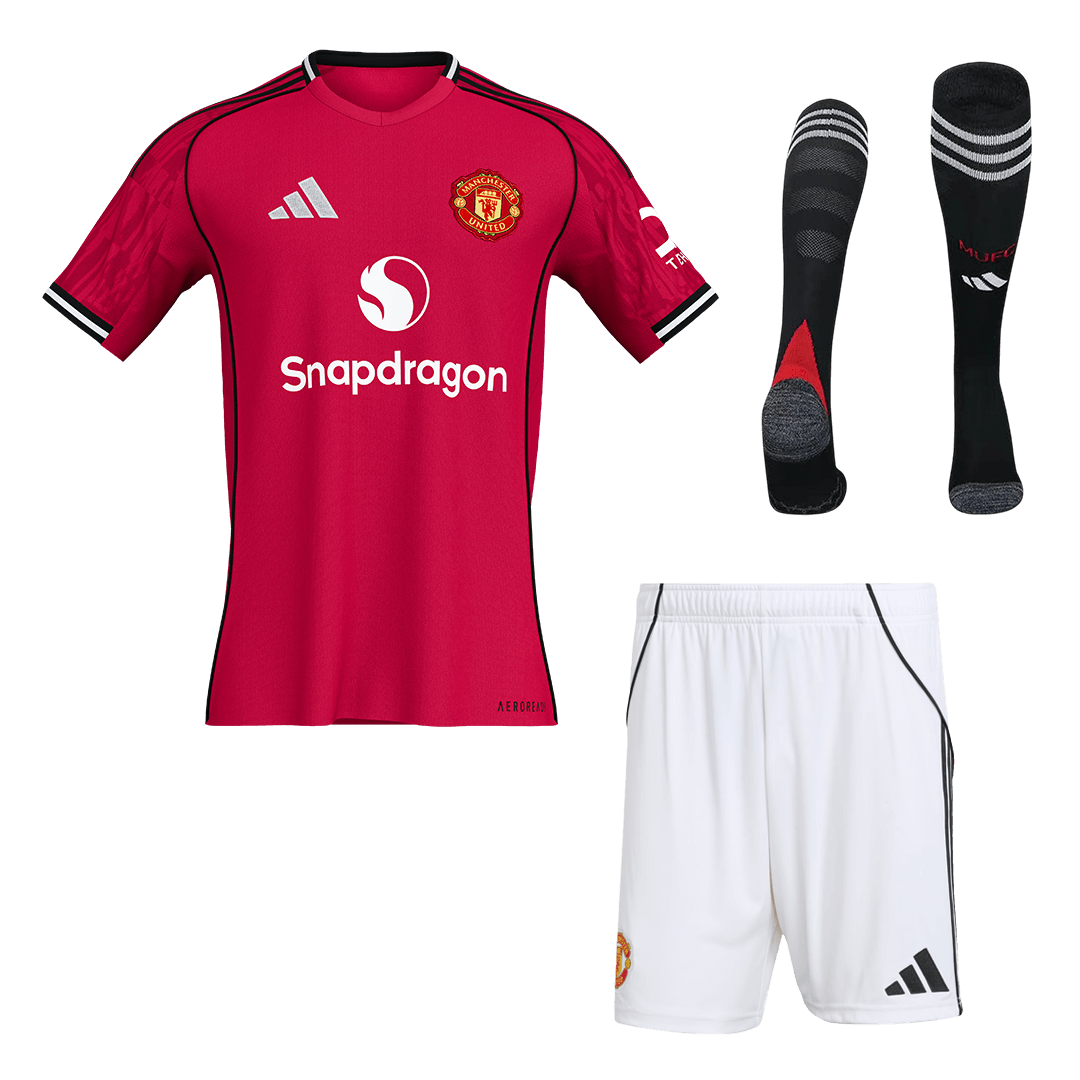 Męski Zestaw Domowa Manchester United (Koszulka + Spodenki + Skarpety) 2025/26 [PREMIUM]
