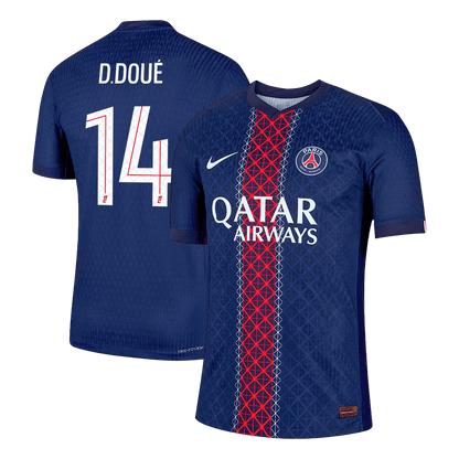 Męska Koszulka Domowa PSG D.DOUÉ #14 Wersja Piłkarska 2025/26 - Slim Fit - Topowe Koszulki Pilkarskie Sklep Internetowy