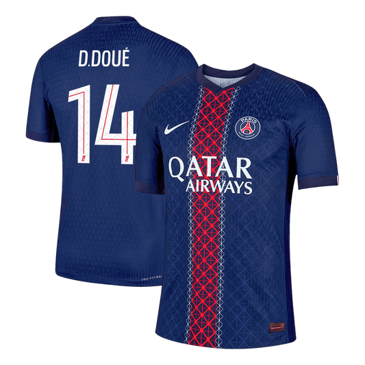 Męska Koszulka Domowa PSG D.DOUÉ #14 Wersja Piłkarska 2025/26 - Slim Fit - Topowe Koszulki Pilkarskie Sklep Internetowy