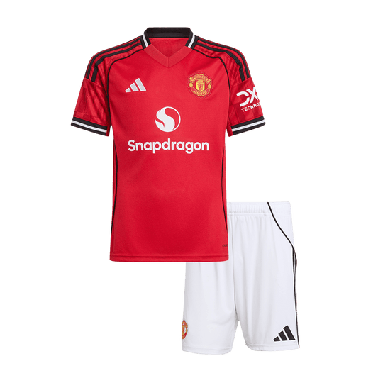 Dziecięcy Zestaw Domowy Manchester United (Koszulka+Spodenki) 2025/26 - Topowe Koszulki Pilkarskie Sklep Internetowy