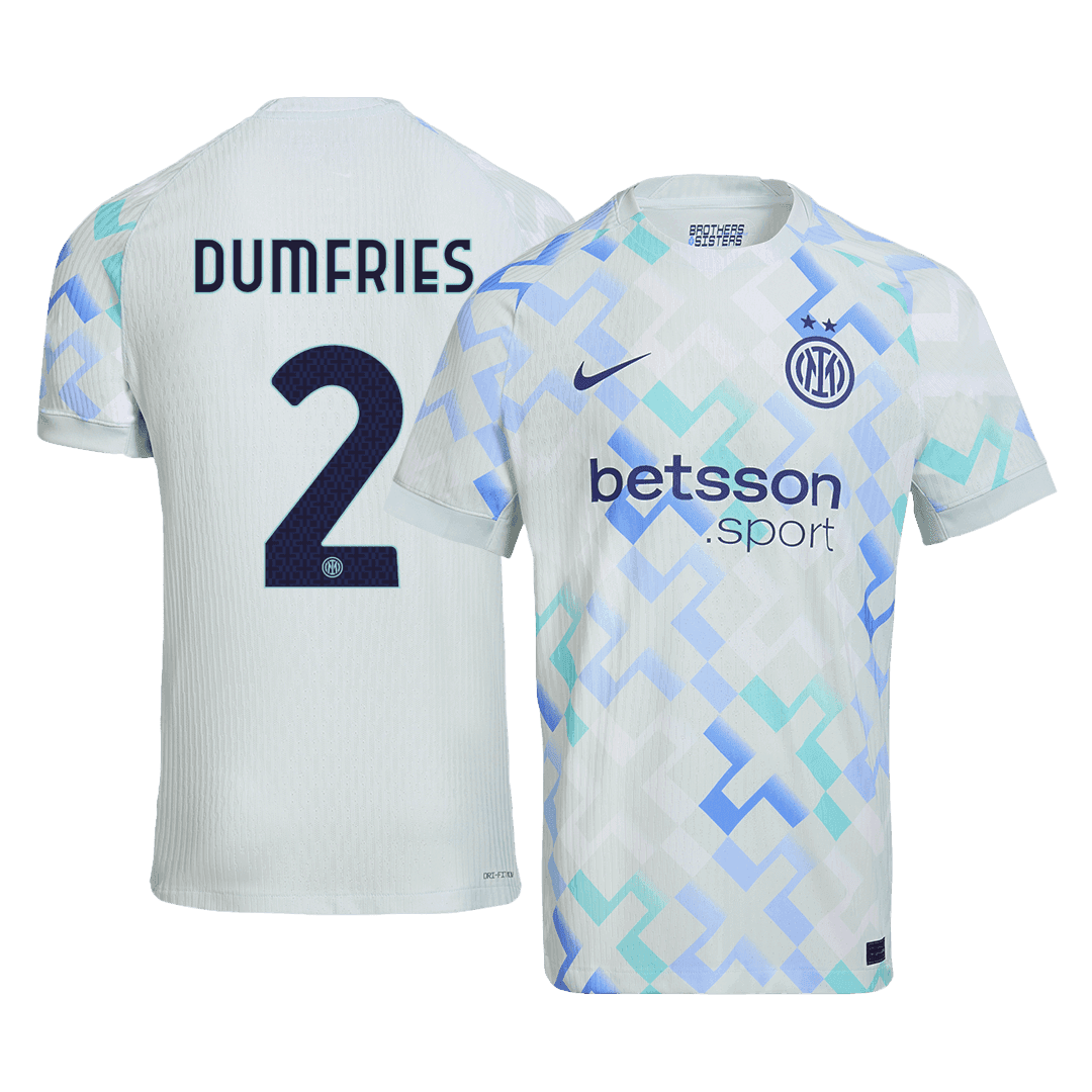 Męska Koszulka Wyjazdowa Inter Milan DUMFRIES #2 Wersja Piłkarska 2025/26 - Slim Fit - Topowe Koszulki Pilkarskie Sklep Internetowy