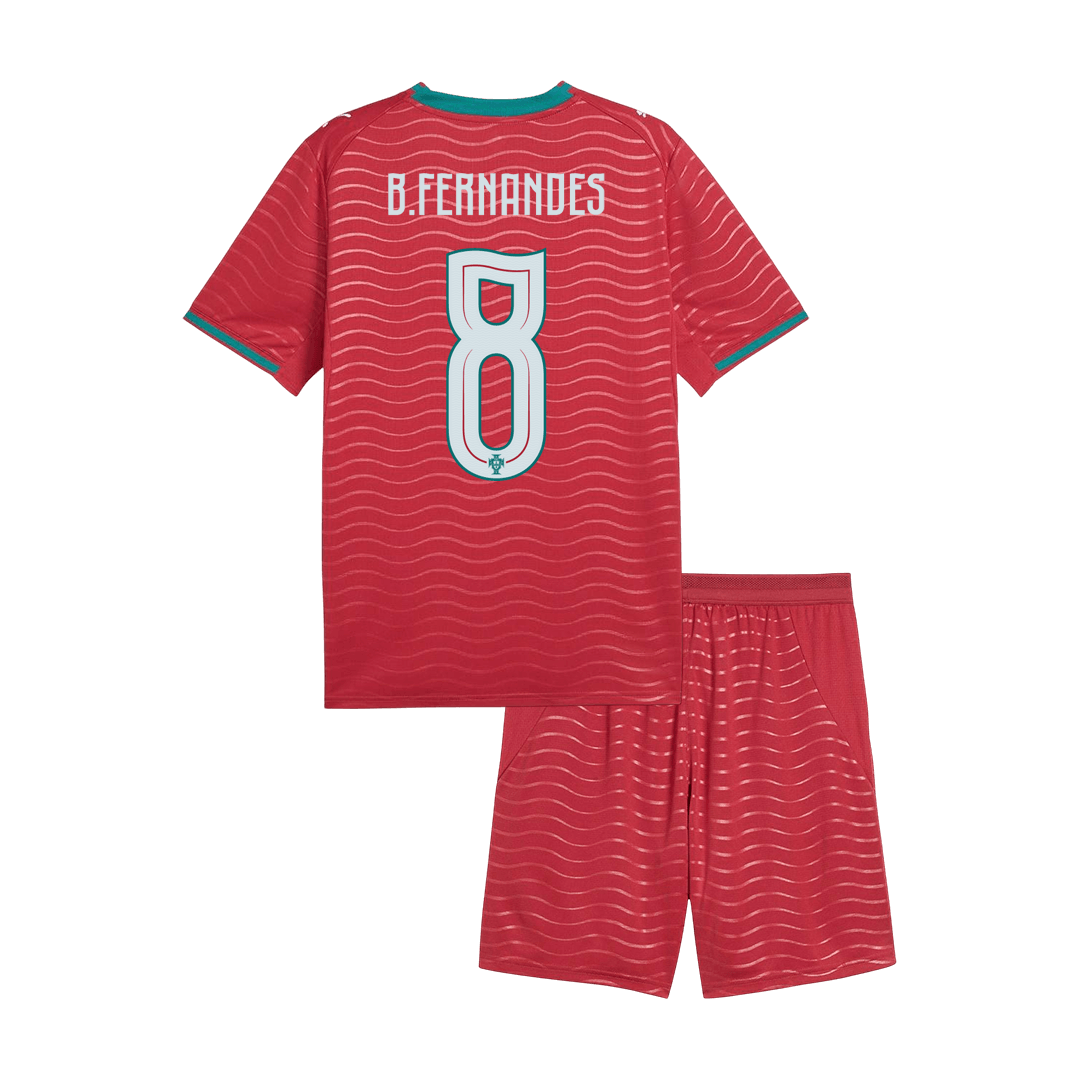 Dziecięcy zestaw Portugalii domowa B. FERNANDES #8 (Koszulka+Spodenki) - Mundial 2026 [PREMIUM]