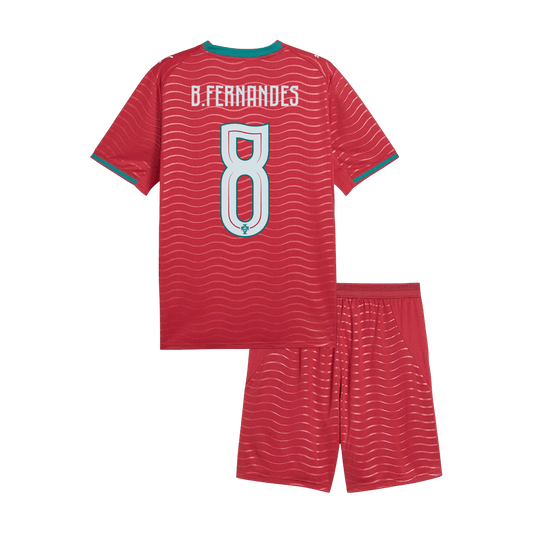 Dziecięcy zestaw Portugalii domowa B. FERNANDES #8 (Koszulka+Spodenki) - Mundial 2026 [PREMIUM]
