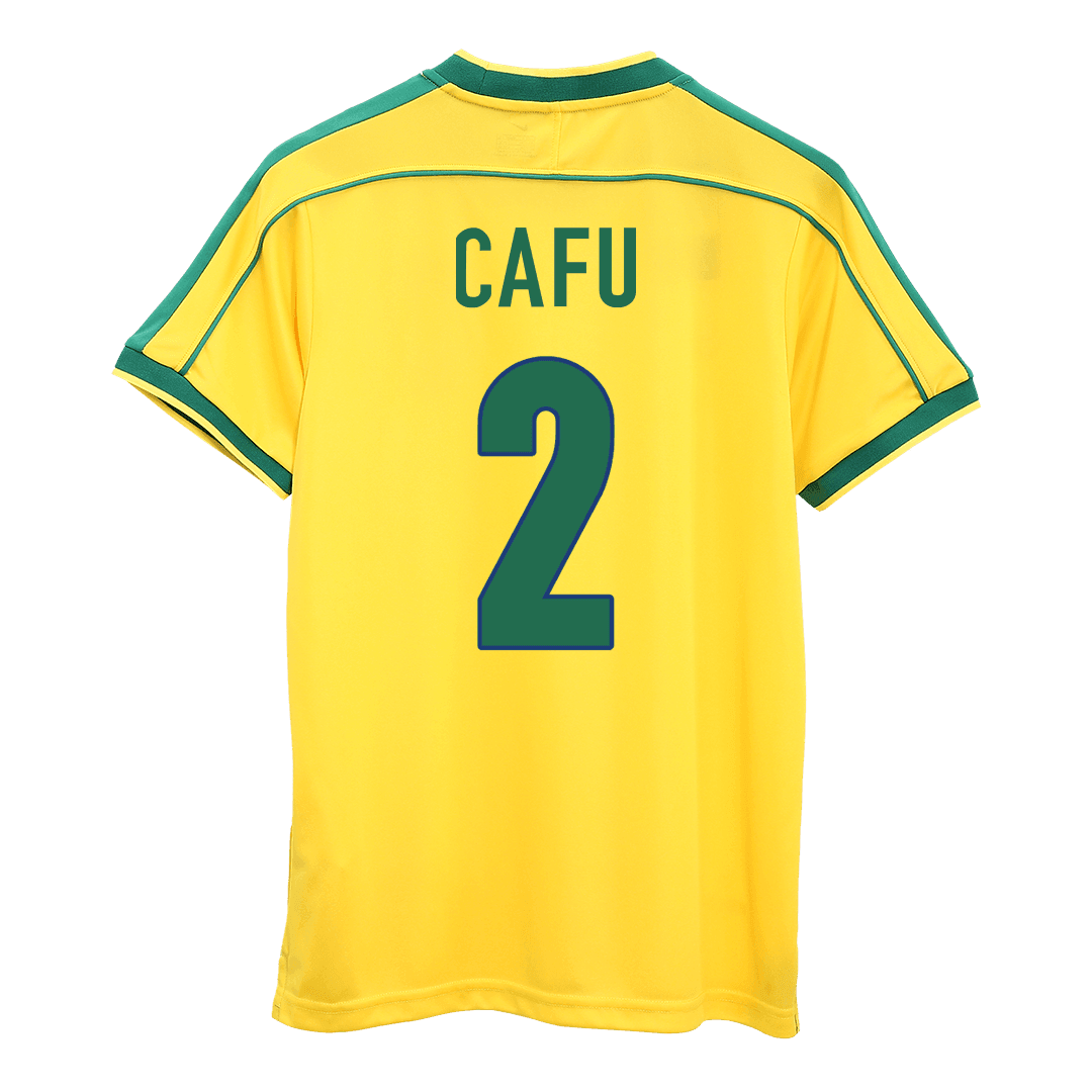 Męska Koszulka Retro Domowa Brazylia CAFU #2 1998 - World Cup - Topowe Koszulki Pilkarskie Sklep Internetowy