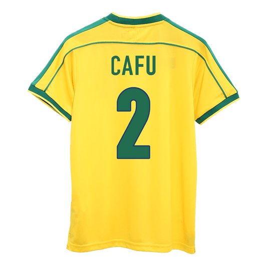 Męska Koszulka Retro Domowa Brazylia CAFU #2 1998 - World Cup - Topowe Koszulki Pilkarskie Sklep Internetowy