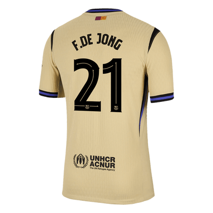 Męska Koszulka Wyjazdowa FC Barcelona F.DE JONG #21 Wersja Piłkarska 2025/26 - UCL - Slim Fit - Topowe Koszulki Pilkarskie Sklep Internetowy