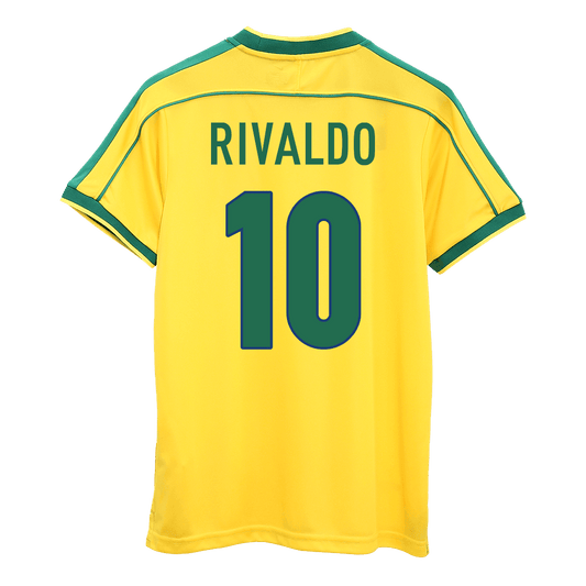 Męska Koszulka Retro Domowa Brazylia RIVALDO #10 1998 - World Cup - Topowe Koszulki Pilkarskie Sklep Internetowy