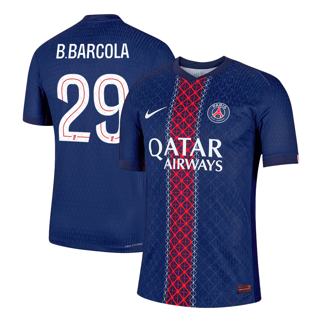 Męska Koszulka Domowa PSG B.BARCOLA #29 Wersja Piłkarska 2025/26 - Slim Fit - Topowe Koszulki Pilkarskie Sklep Internetowy
