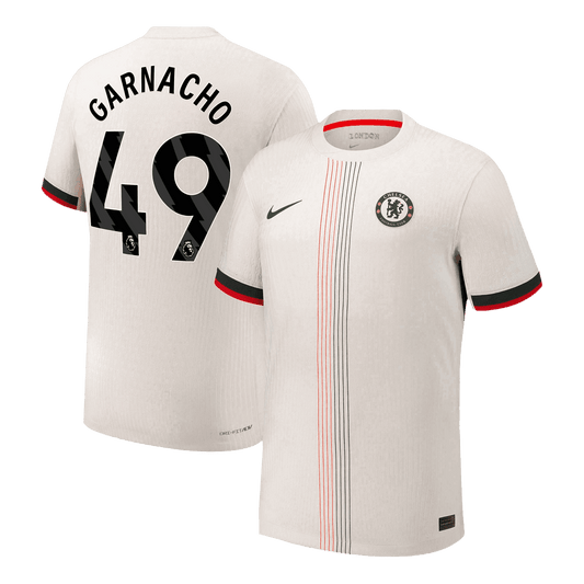 Męska Koszulka Wyjazdowa Chelsea GARNACHO #49 Wersja Piłkarska 2025/26 - Slim Fit - Topowe Koszulki Pilkarskie Sklep Internetowy