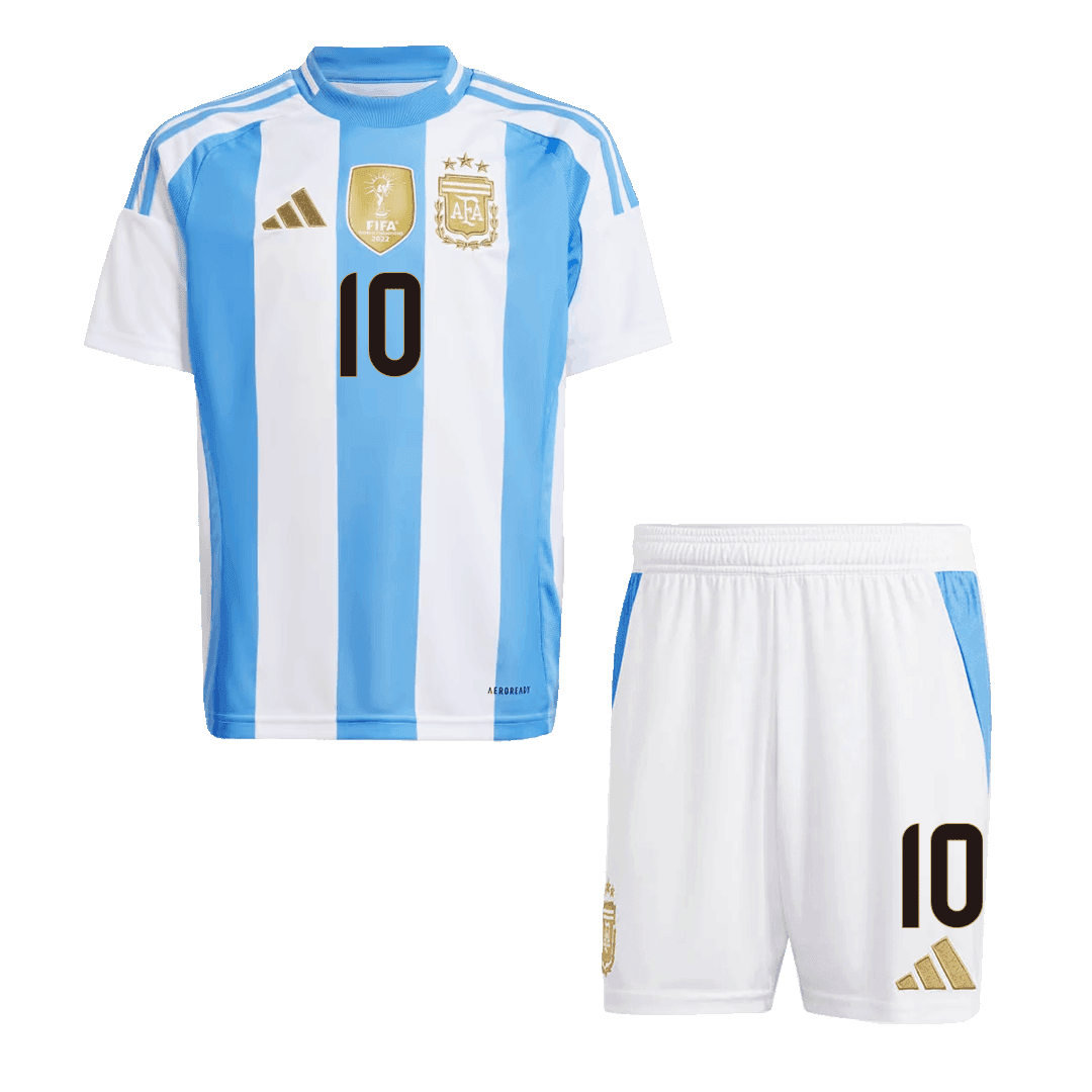 Dziecięcy Zestaw Domowy Argentyna MESSI #10 2024 (Koszulka + Spodenki) - Topowe Koszulki Pilkarskie Sklep Internetowy