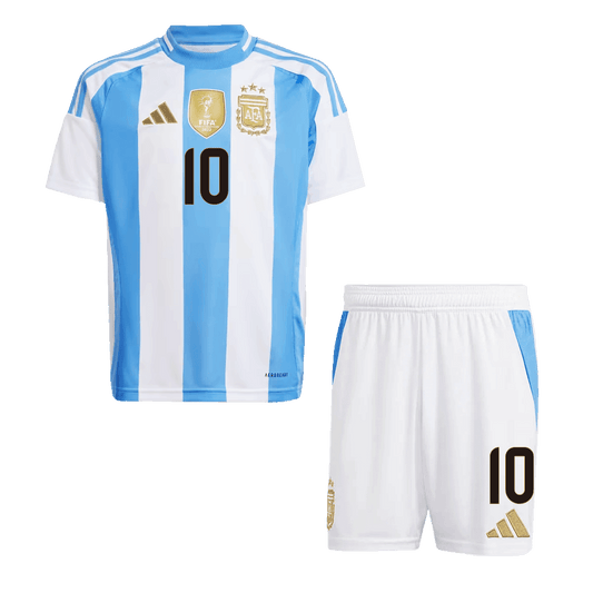 Dziecięcy Zestaw Domowy Argentyna MESSI #10 2024 (Koszulka + Spodenki) - Topowe Koszulki Pilkarskie Sklep Internetowy