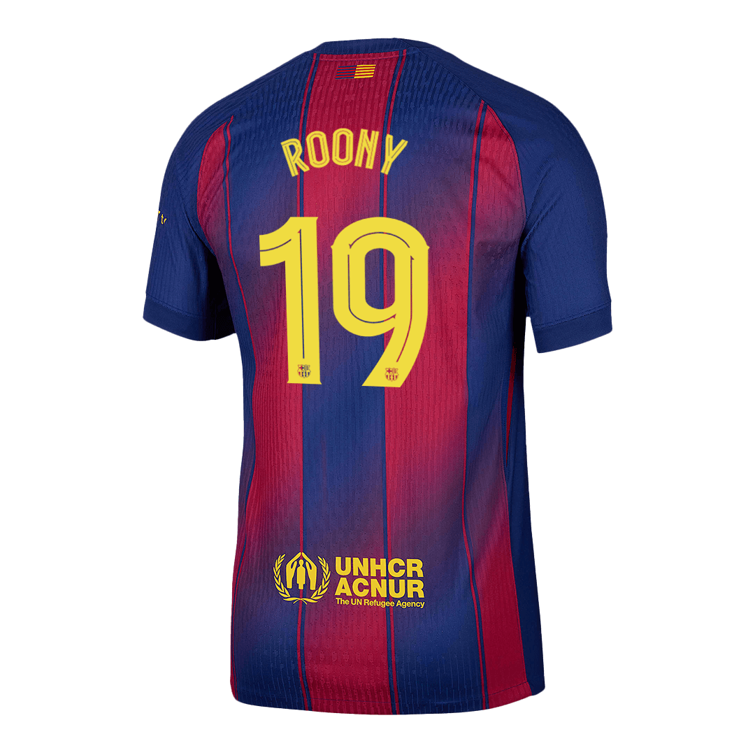 Męska Koszulka Domowa Barcelona ROONY #19 Wersja Piłkarska 2025/26 - UCL - Slim Fit