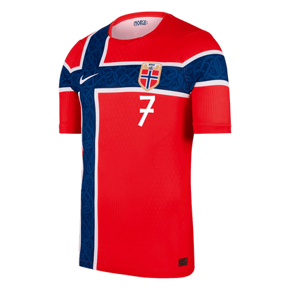Męska koszulka Norwegii domowa SØRLOTH #7 wersja zawodnicza – Mundial 2026
