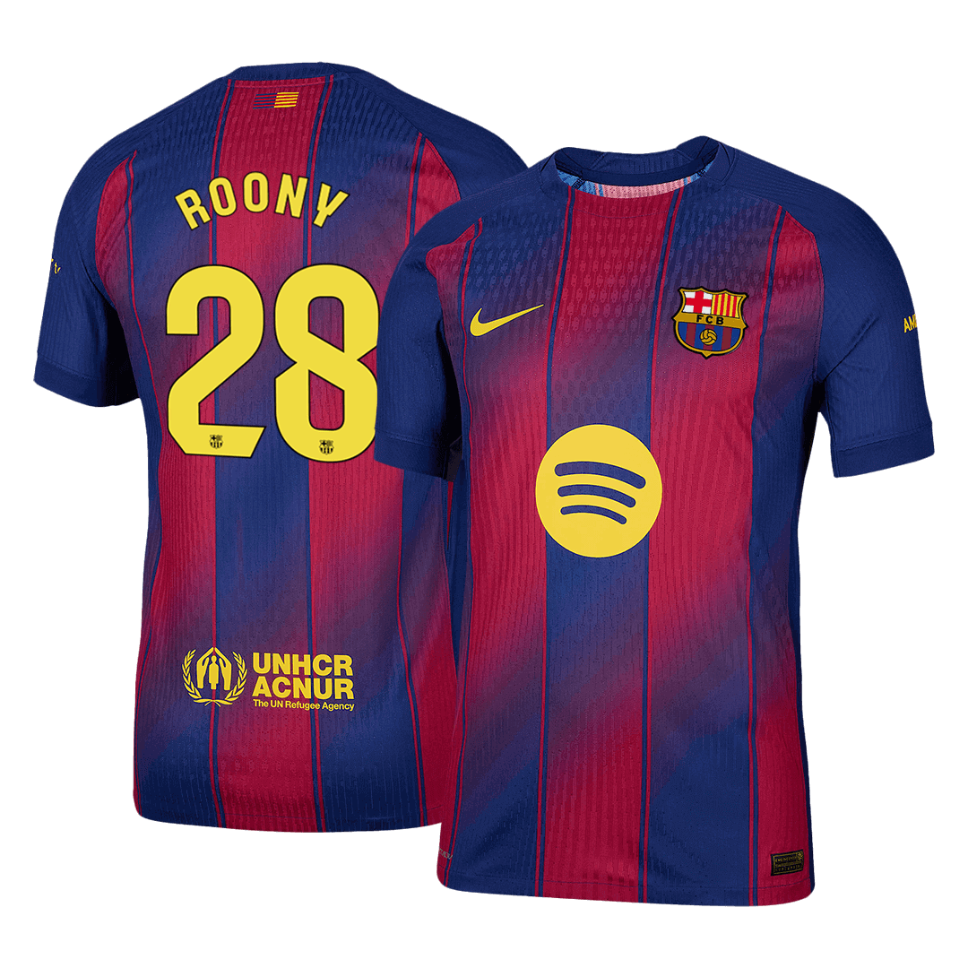 Męska Koszulka Domowa Barcelona ROONY #28 Wersja Piłkarska 2025/26 - Slim Fit