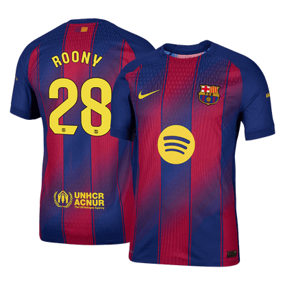 Męska Koszulka Domowa Barcelona ROONY #28 Wersja Piłkarska 2025/26 - Slim Fit
