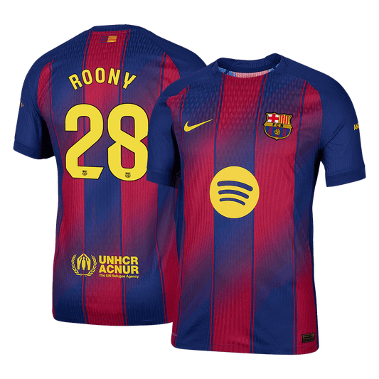 Męska Koszulka Domowa Barcelona ROONY #28 Wersja Piłkarska 2025/26 - Slim Fit