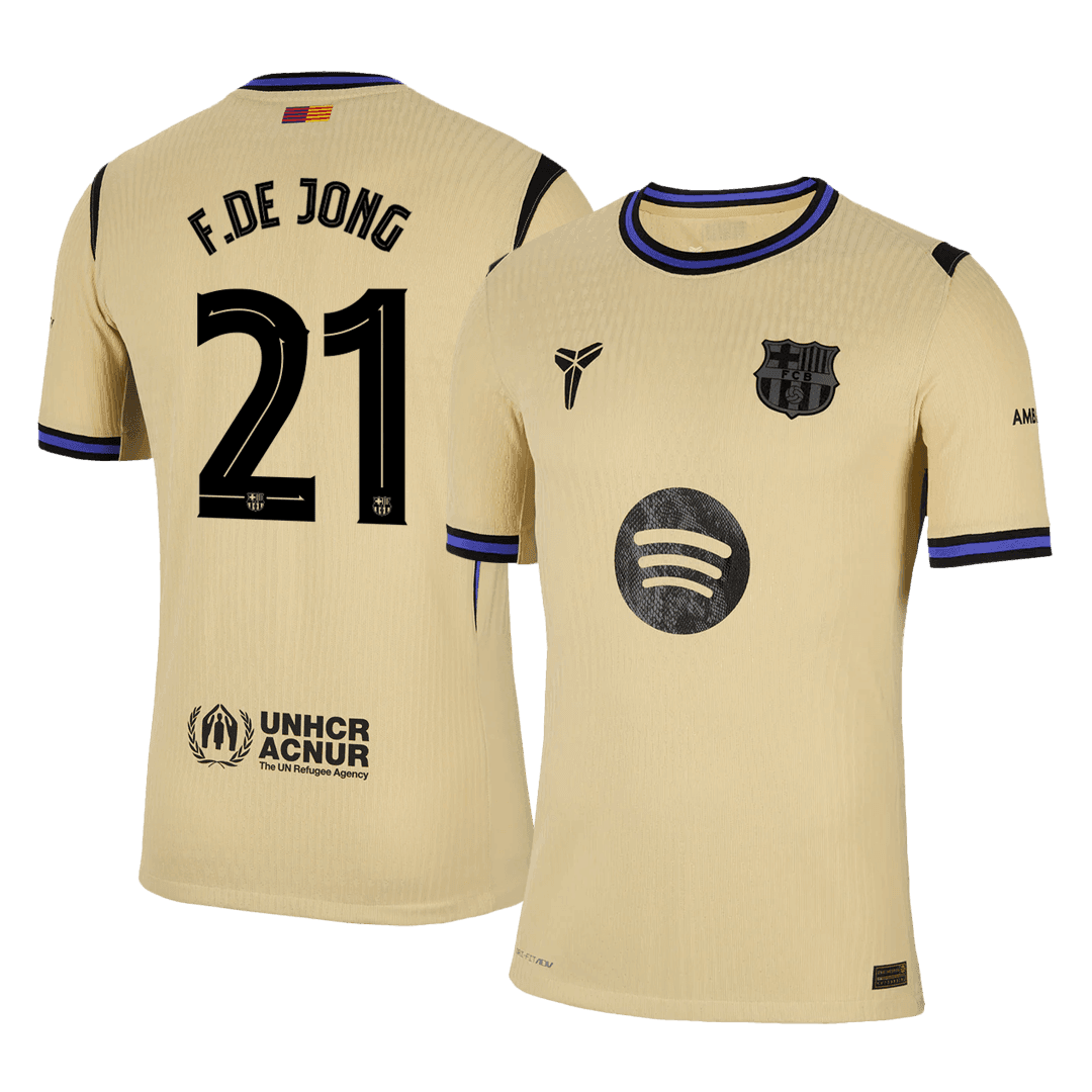 Męska Koszulka Wyjazdowa FC Barcelona F.DE JONG #21 Wersja Piłkarska 2025/26 - UCL - Slim Fit - Topowe Koszulki Pilkarskie Sklep Internetowy