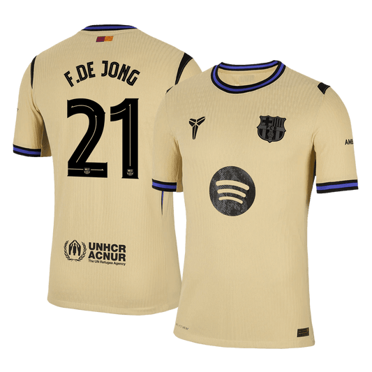 Męska Koszulka Wyjazdowa FC Barcelona F.DE JONG #21 Wersja Piłkarska 2025/26 - UCL - Slim Fit - Topowe Koszulki Pilkarskie Sklep Internetowy