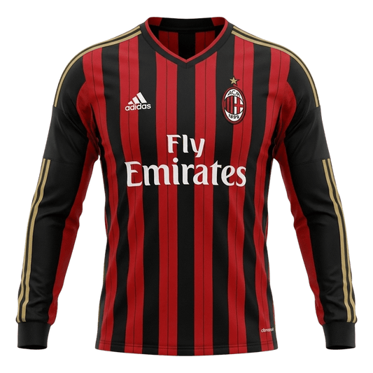 Męska Koszulka Retro Domowa AC Milan 2013/14 z Długim Rękawem