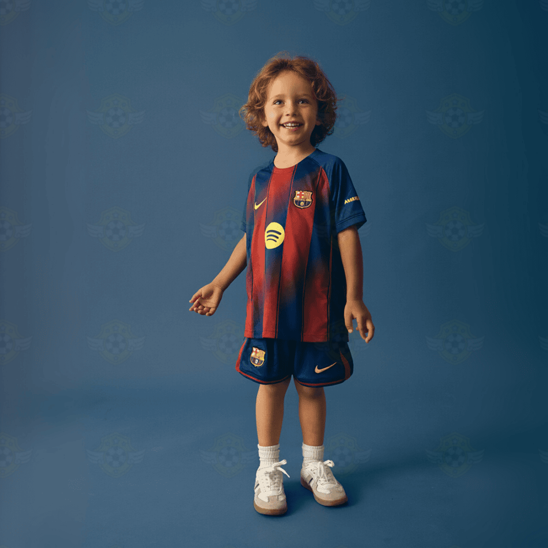 Dziecięcy Zestaw Domowy Barcelona (Koszulka+Spodenki) 2025/26