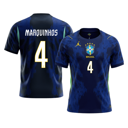 Męska koszulka Brazylii wyjazdowa MARQUINHOS #4 - Mundial 2026