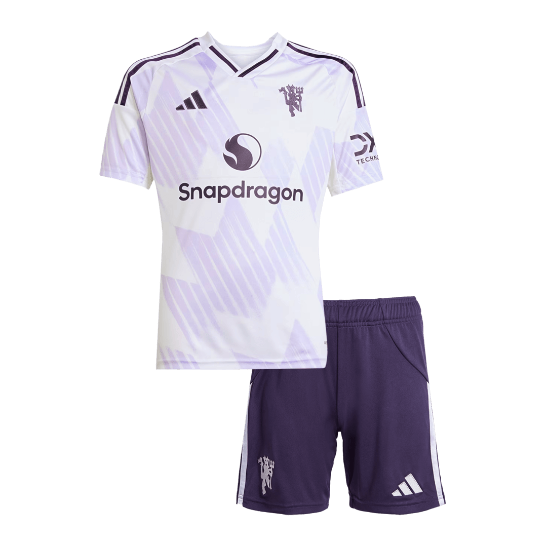 Dziecięcy Zestaw Wyjazdowa Manchester United (Koszulka+Spodenki) 2025/26