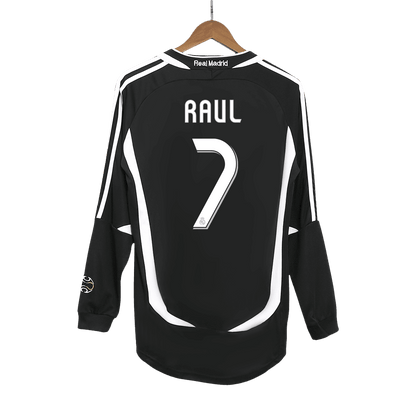Męska Koszulka Retro Wyjazdowa Real Madrid RAUL #7 2006/07 z Długim Rękawem - Topowe Koszulki Pilkarskie Sklep Internetowy