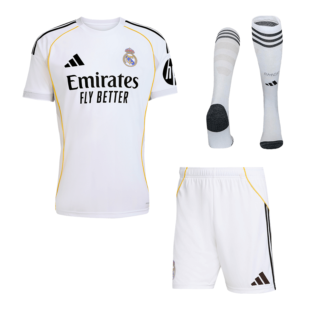 Męski Zestaw Domowa Real Madrid (Koszulka + Spodenki + Skarpety) 2025/26 [PREMIUM]