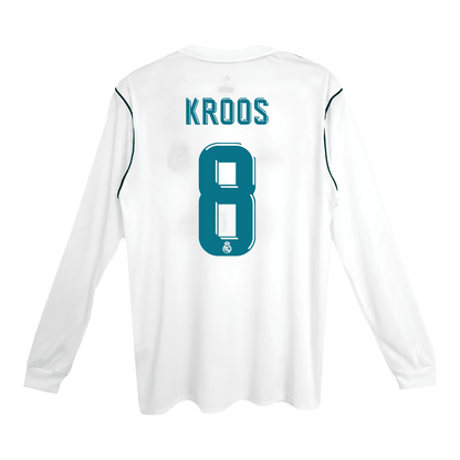 Męska Koszulka Retro Domowa Real Madryt KROOS #8 Długi Rękaw 2017/18 - Topowe Koszulki Pilkarskie Sklep Internetowy