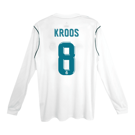 Męska Koszulka Retro Domowa Real Madryt KROOS #8 Długi Rękaw 2017/18 - Topowe Koszulki Pilkarskie Sklep Internetowy