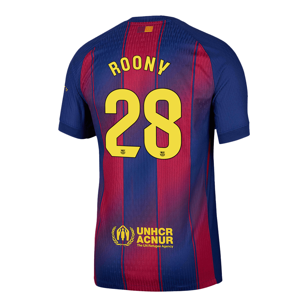 Męska Koszulka Domowa Barcelona ROONY #28 Wersja Piłkarska 2025/26 - Slim Fit