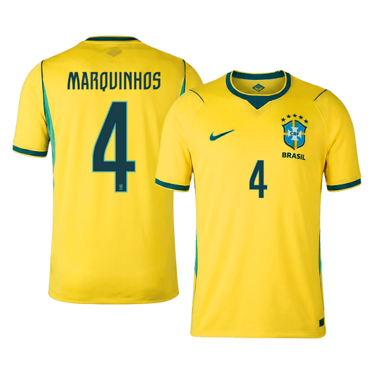 Męska koszulka Brazylii domowa MARQUINHOS #4 - Mundial 2026