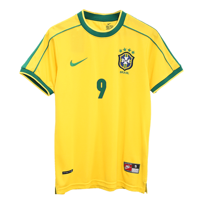 Męska Koszulka Retro Domowa Brazylia RONALDO #9 1998 - World Cup - Topowe Koszulki Pilkarskie Sklep Internetowy