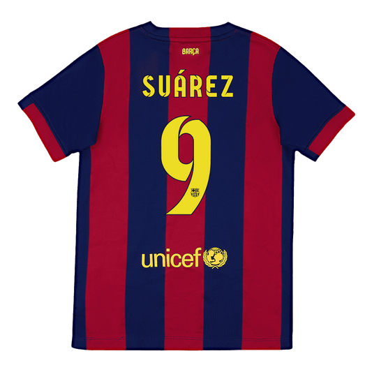 Męska Koszulka Retro SUÁREZ #9 Barcelona Domowa 2014/15 - Topowe Koszulki Pilkarskie Sklep Internetowy