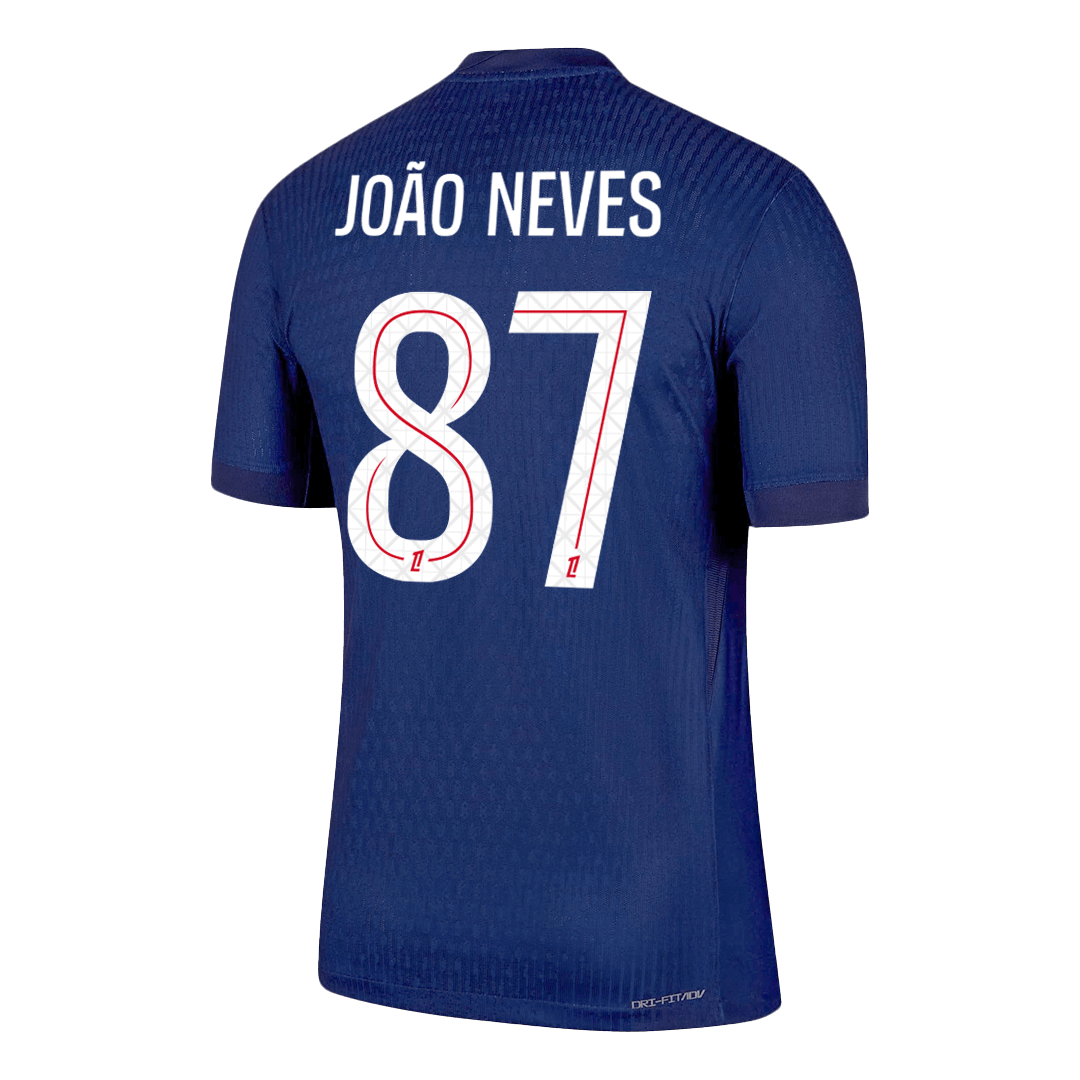 Męska Koszulka Domowa PSG JOÃO NEVES #87 Wersja Piłkarska 2025/26 - Slim Fit