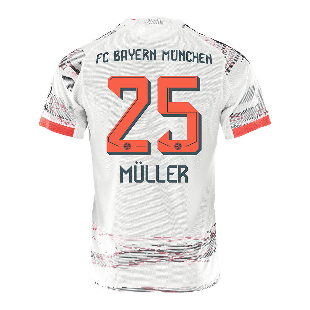 Męska Koszulka Wyjazdowa Bayern Monachium MÜLLER #25 Wersja Piłkarska 2025/26 - Slim Fit - Topowe Koszulki Pilkarskie Sklep Internetowy