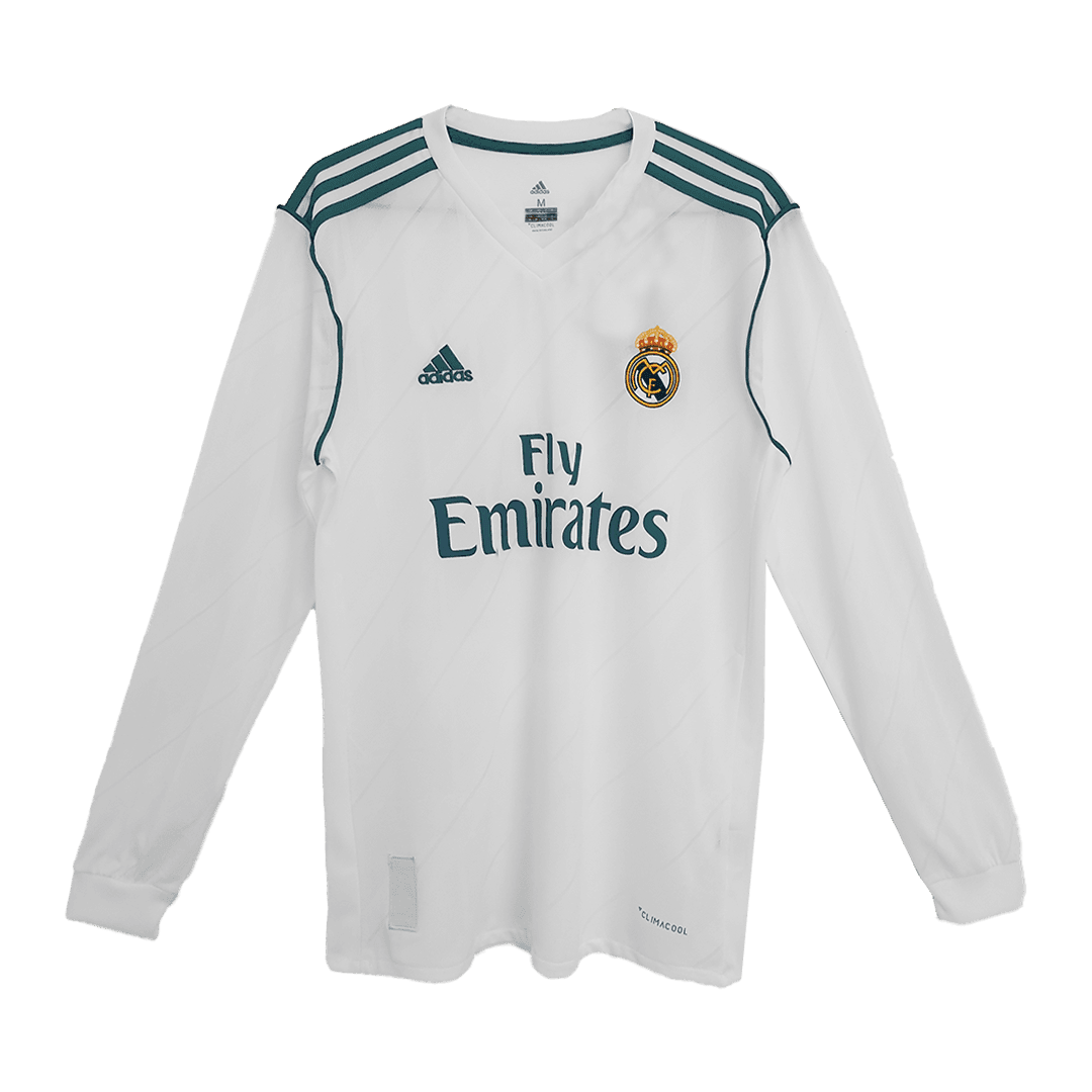 Męska Koszulka Retro Domowa Real Madrid 2017/18 z Długim Rękawem - Topowe Koszulki Pilkarskie Sklep Internetowy